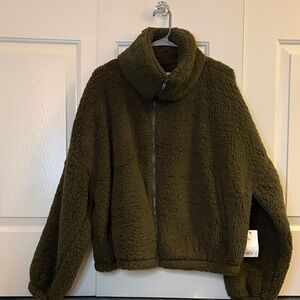 SO Olive Green Sherpa Sweater